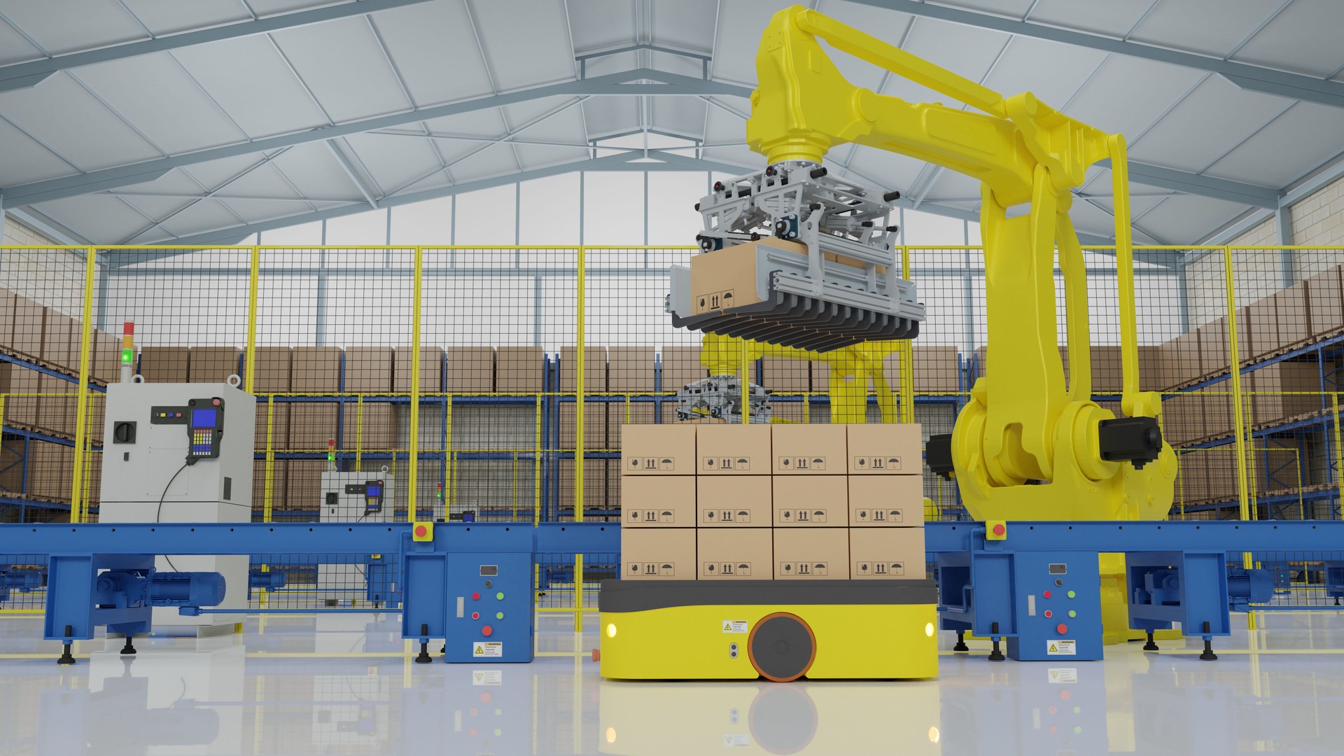 Palletizing ang AGV in smart factory